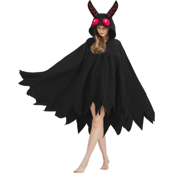 Mothman Costume Mothman Cosplay Hooded Cape Halloween Costume for Women and Men - Picture 2 of 7